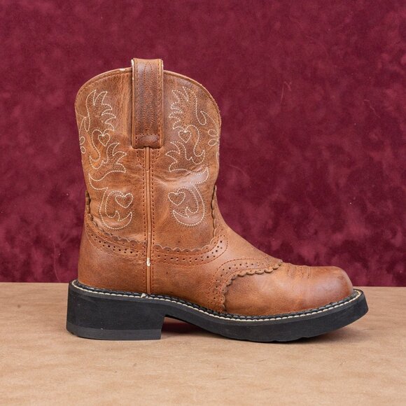 Ariat Women Fatbaby Brown Leather Slip-on Western Cowboy Boots sz 7 - Picture 12 of 12